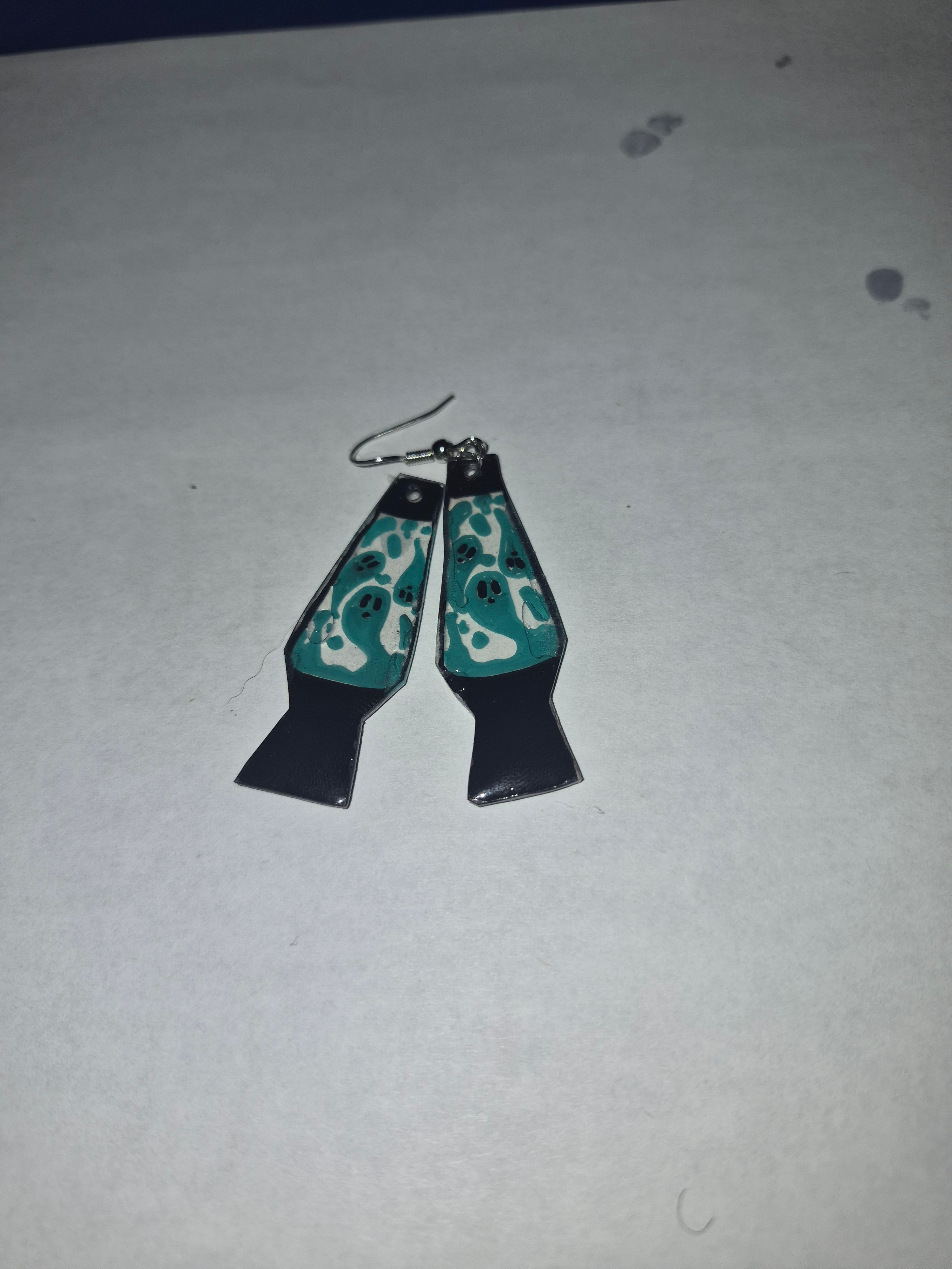 Green Ghost Lava Lamp Earrings