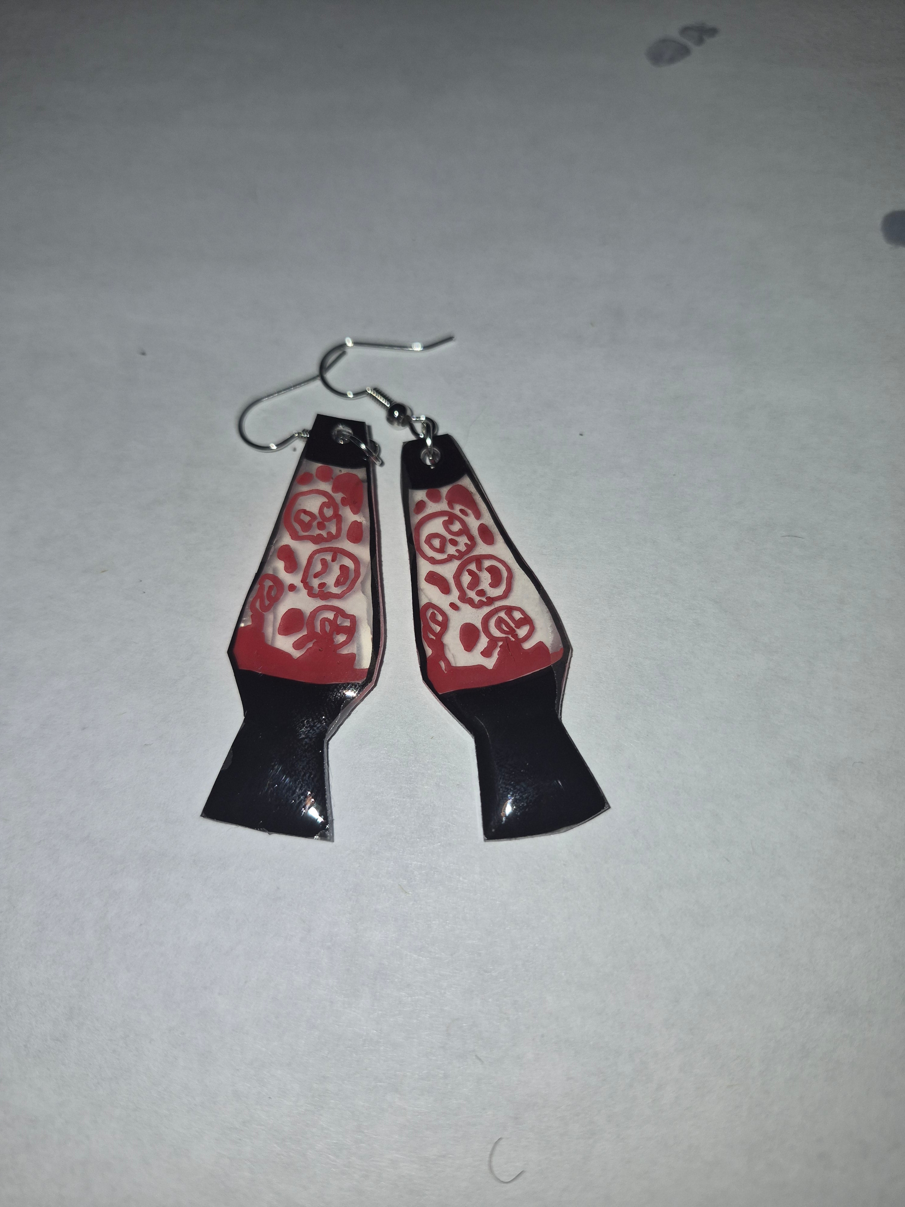 Red Skull Lava Lamp Earrings